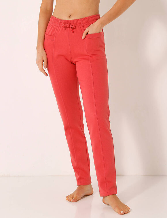 Pantalon jogging, molleton gratté (corail)