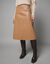Jupe &eacute;vas&eacute;e mi longue, aspect cuir** (caramel)
