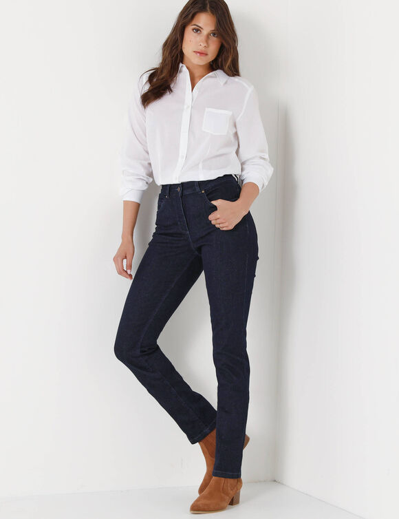 Stretchjeans met recht model (raw)