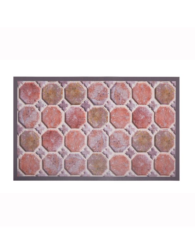 Tapis vinyle imitation tomettes (terracotta)