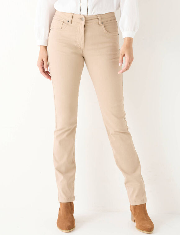Jean droit, petite stature (beige)