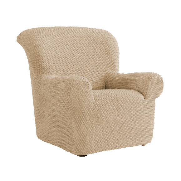 Housse gaufr&eacute;e bi-extensible canap&eacute; fauteuil accoudoirs (taupe)