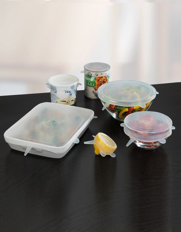 Couvre-pots extensibles en silicone transparent - lot de 6 (transparent)