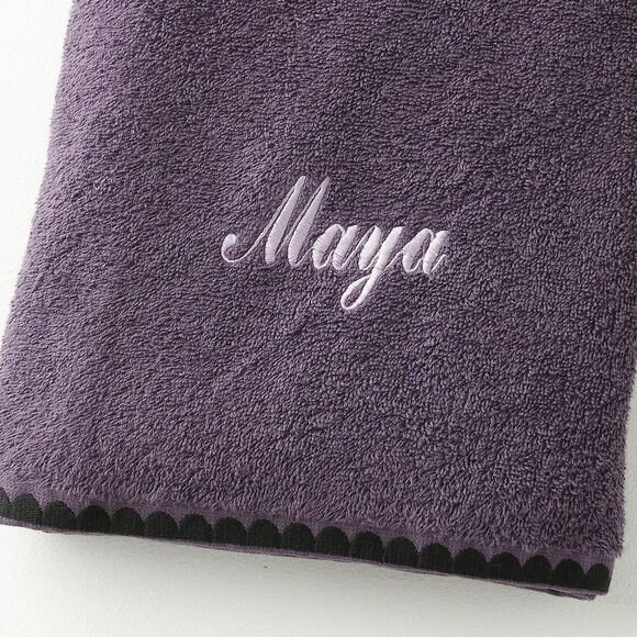 Handdoeken met fantasieborduursel, personaliseerbaar - 420 g/m2 (aubergine)