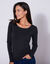 T-shirt chaleur manches longues col rond (noir)