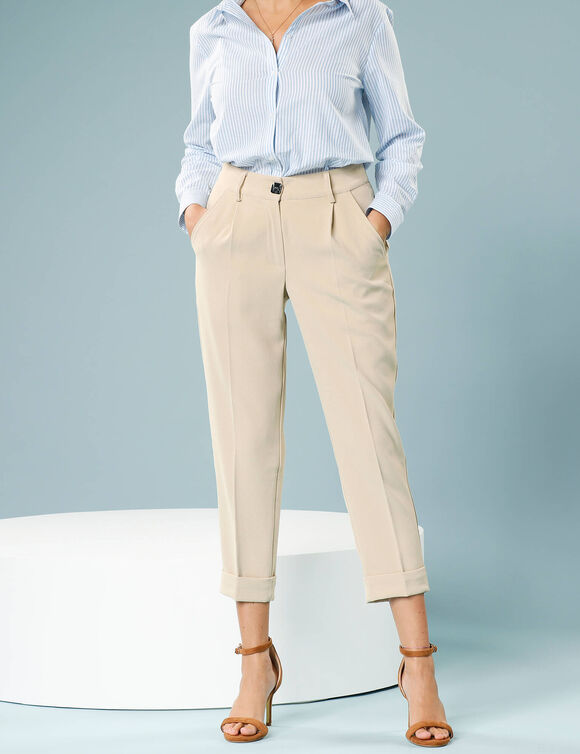 Pantalon 7/8ème fuselé, Spécial Petites (sable)