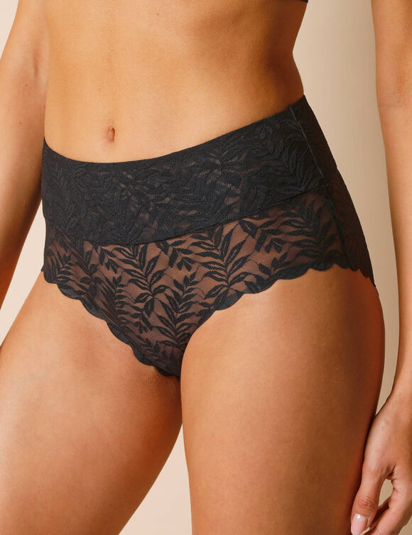 Culotte taille  haute microfibre et dentelle grand confort invisible - Lot de 2 (noir)