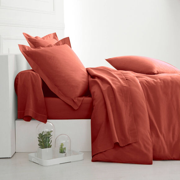 Linge de lit uni coton  (terracotta)