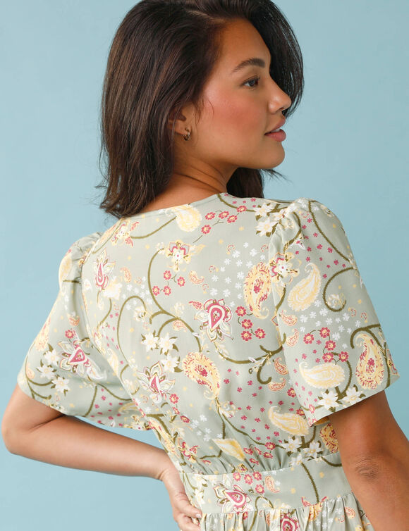 Robe longue boutonn&eacute;e imprim&eacute;e, Sp&eacute;cial Petites  (vert)