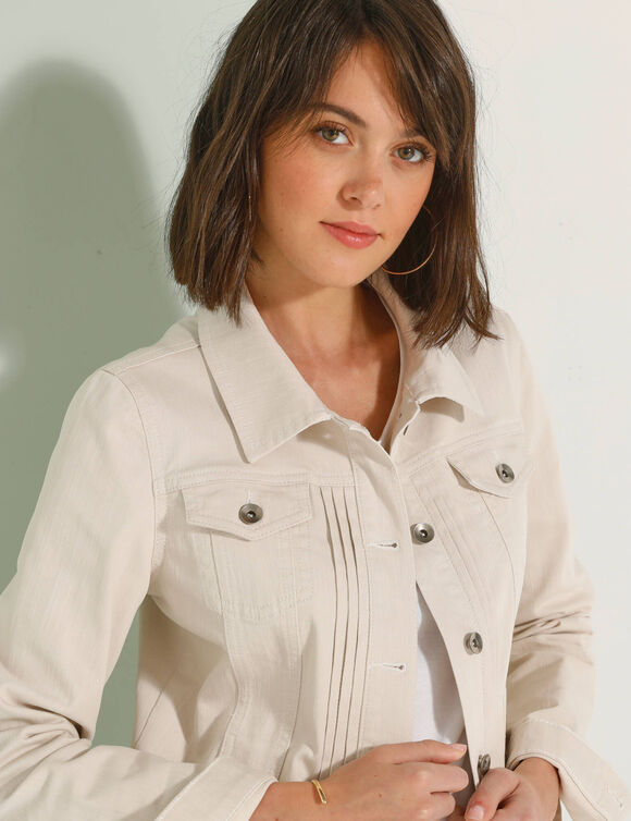 Veste boutonn&eacute;e plis fantaisie (&eacute;cru)