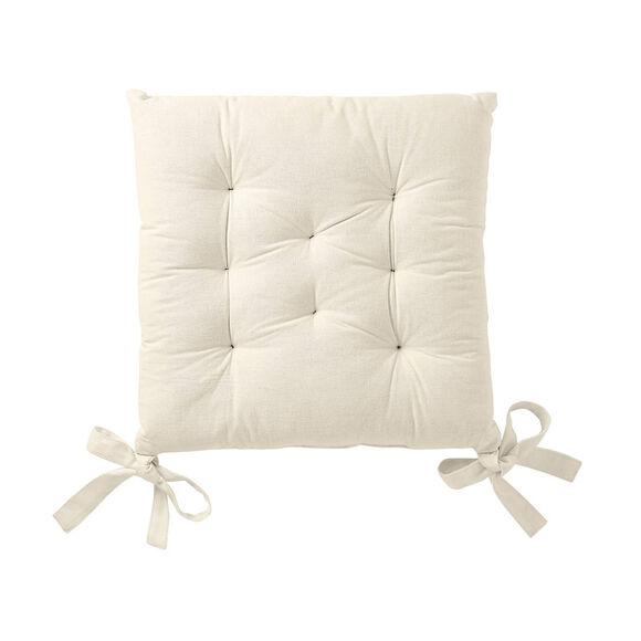 Galette de chaise carr&eacute;e unie coton bachette - lot de 2 (naturel)