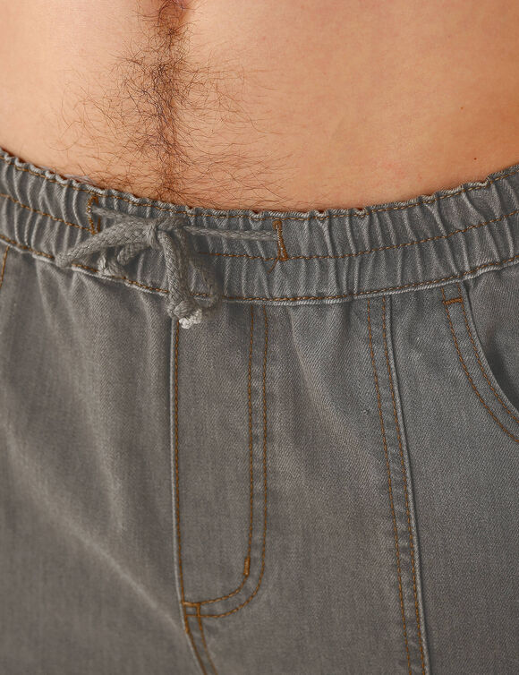 Pantalon denim léger élastiqué (gris)
