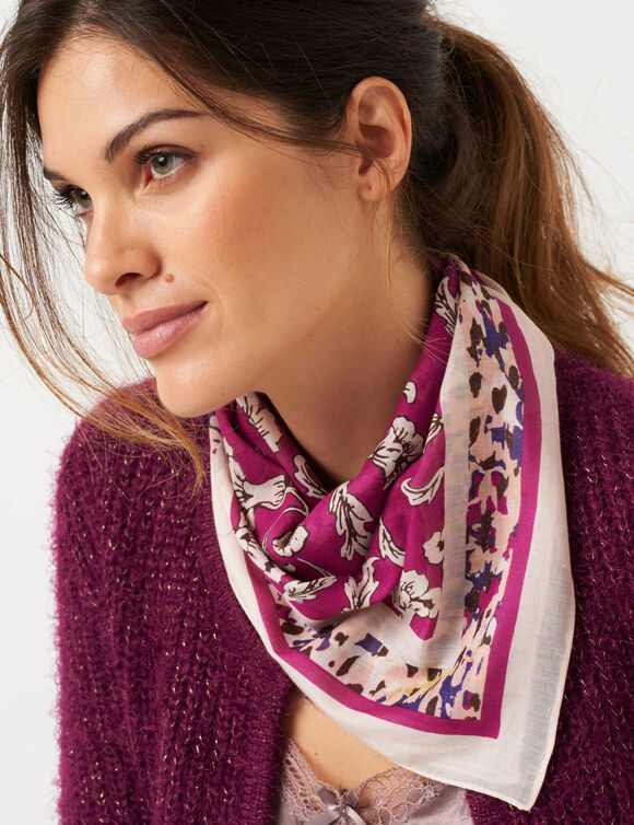 Foulard coton imprimé indien (prune)