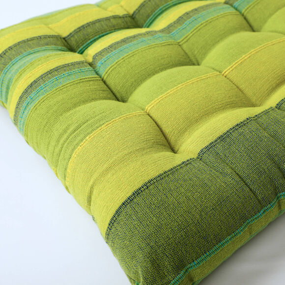 Galette de chaise carrée rayée - lot de 2 (vert)