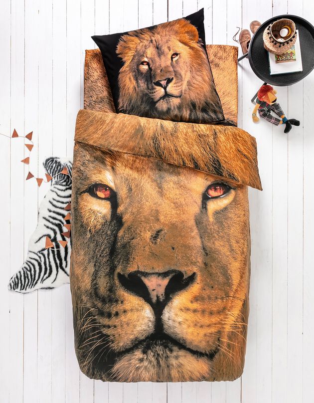 Bedlinnen voor kinderen Leo - katoen met leeuwenprint (beige) Bedlinnen voor kinderen Leo - katoen met leeuwenprint (beige)