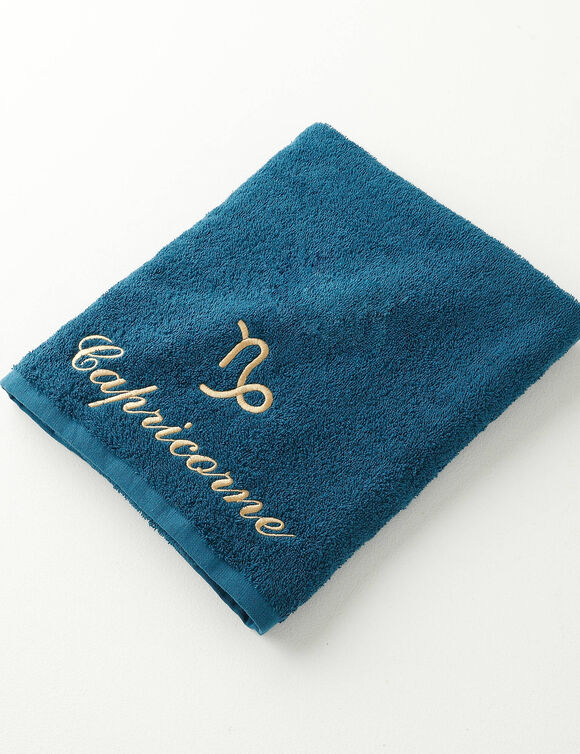 Serviettes de bain brodées Capricorne - 420g/m2 (pauwblauw)