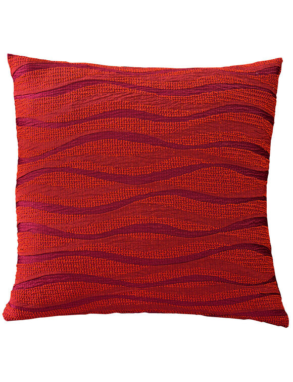 Kussenhoes in bedrukte jacquard - set van 2 (terracotta)