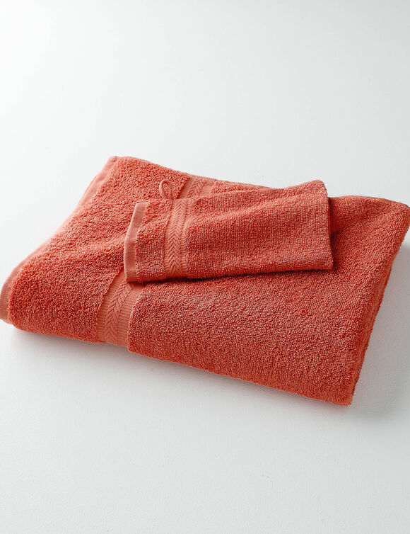 Collection serviettes de bain unies 420 g/m2 confort moelleux (tomette)