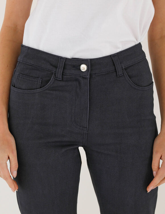 Pantacourt en toile, bas pressionn&eacute; (marine)