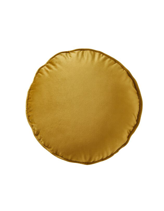 Rond, gevuld kussen in velours (amber)