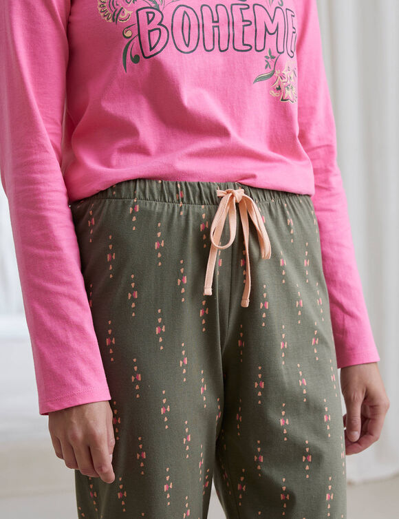 Bedrukte 3/4-pyjamabroek "Bohème" (kaki)