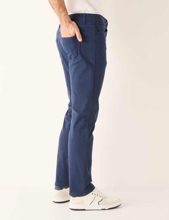Pantalon droit 5 poches ceinture &eacute;lastiqu&eacute;e invisible - L30 (marine)