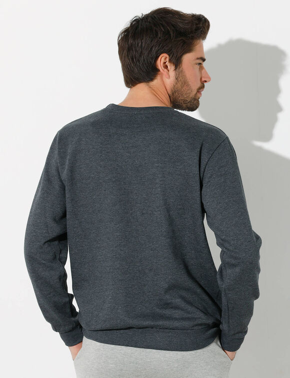 Sweater in molton met ronde hals (chiné antraciet)