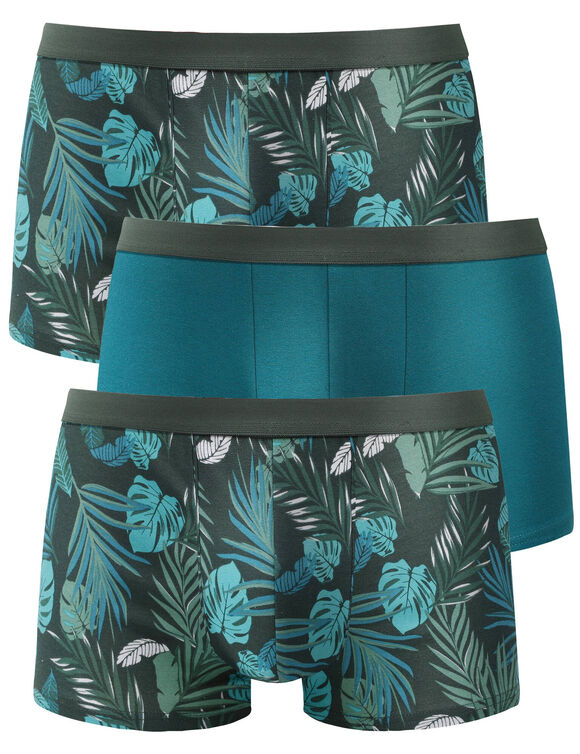 Boxershort met bladerenprint - set van 3 (groen)