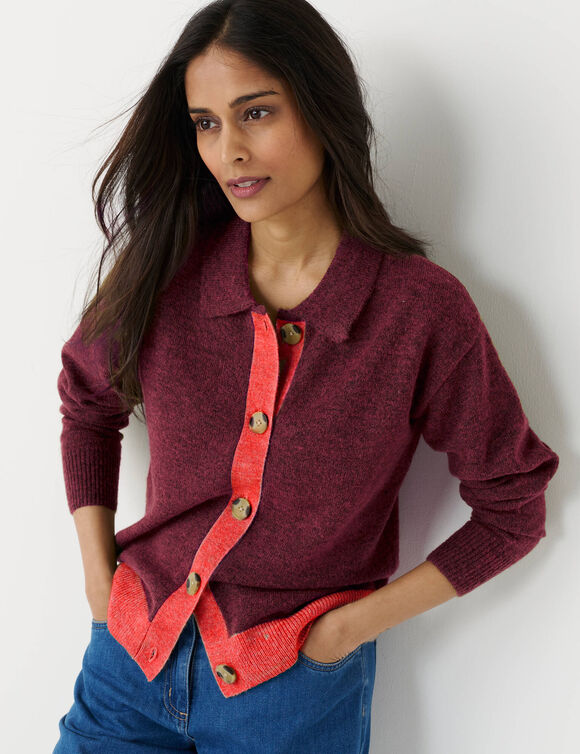 Tweekleurig vest met knopen, van gerecycled polyester** (bordeaux / rood)