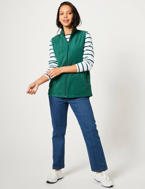 Veste polaire zippée sans manches (vert foncé)