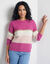 Pull col rond ray&eacute;, toucher doux (rose / &eacute;cru)