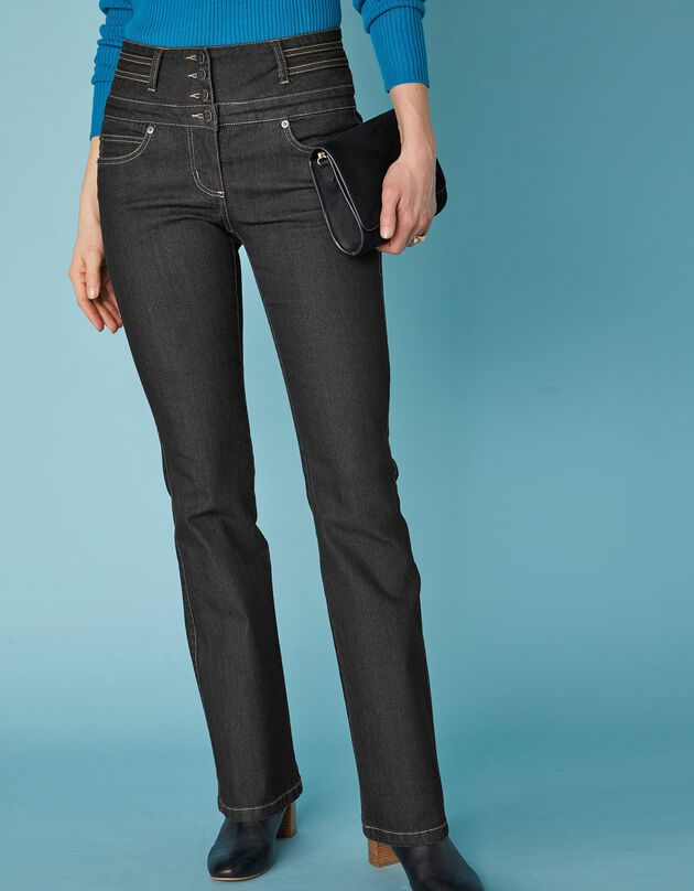 Jean coupe bootcut taille haute stretch - entrej. 78 cm (black)