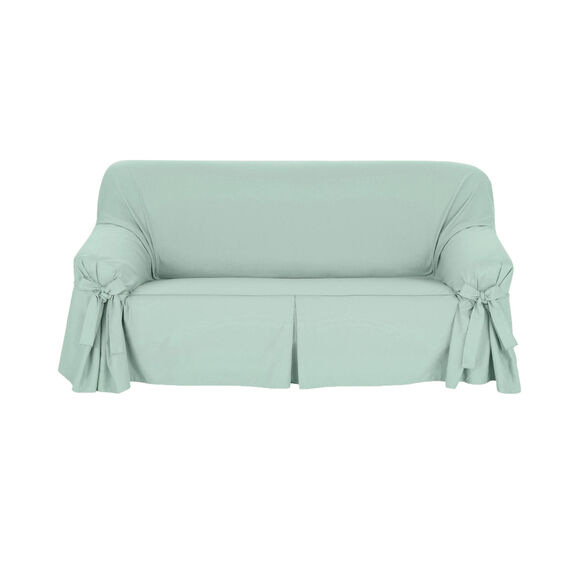 Housse bachette coton uni nouettes fauteuil canapés (vert amande)