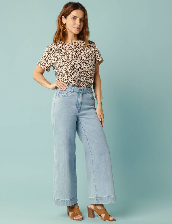 Jean taille haute Spécial Petites entrej. 65 cm, coupe large 7/8ème (bleached)