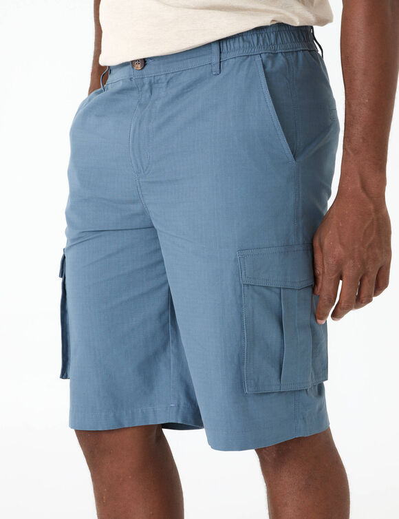 Bermuda in cargostijl, in ripstopweefsel, elastische tailleband opzij (grijsblauw)