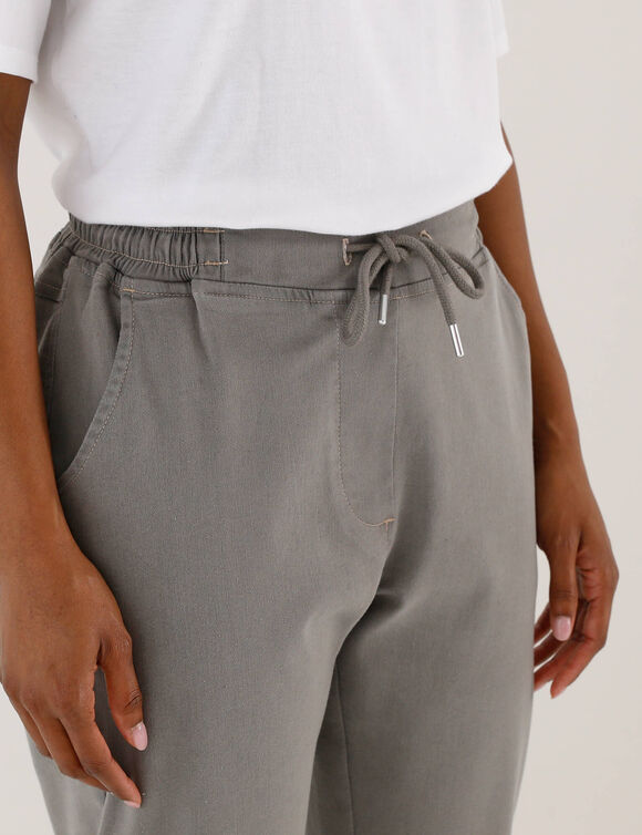 Pantalon jogpant maille effet jean, ceinture &eacute;lastiqu&eacute;e (gris)