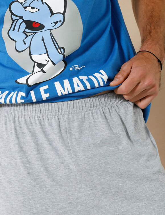 Pyjama short col rond Schtroumpfs® (bleu / gris)