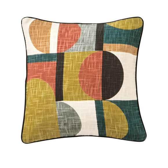 Kussen met geometrische print (zwart / terracotta)