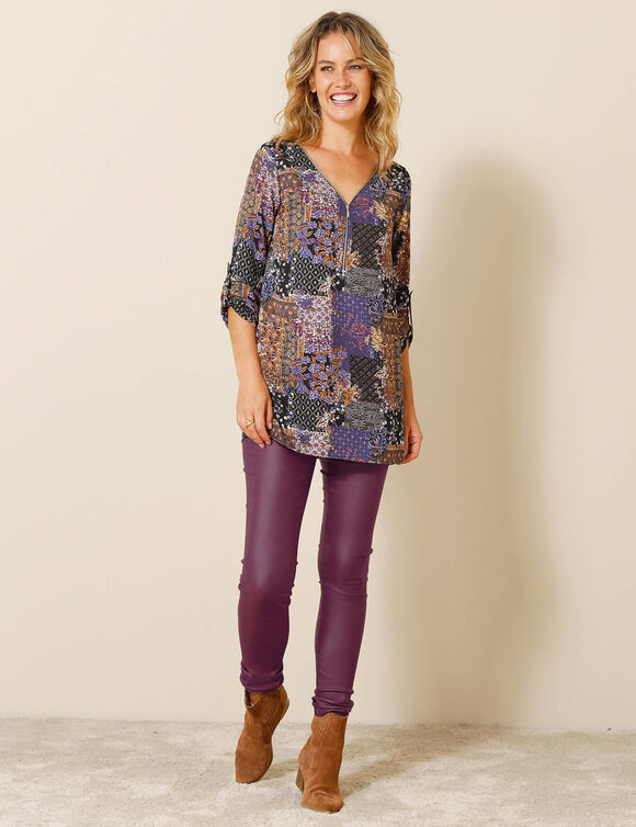 Pantalon fuselé enduit ultra stretch (prune)