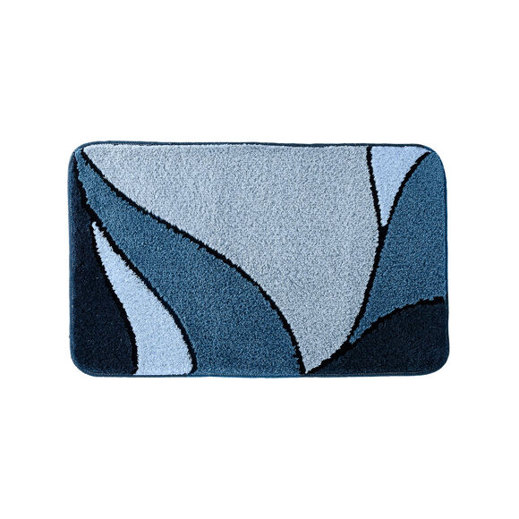 Tapis de bain motif végétal (bleu)