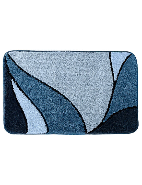 Badmatje met plantenmotief (blauw)