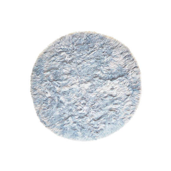 Tapis rond poils longs (bleu glacier)