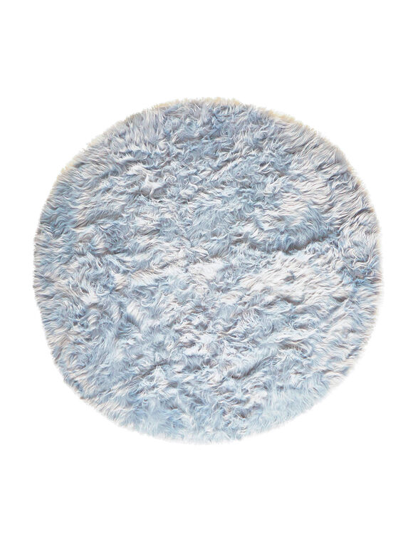 Rond tapijtje met hoge polen (gletsjerblauw)