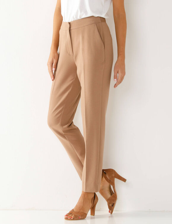 Pantalon 7/8ème coupe cigarette, uni (noisette)