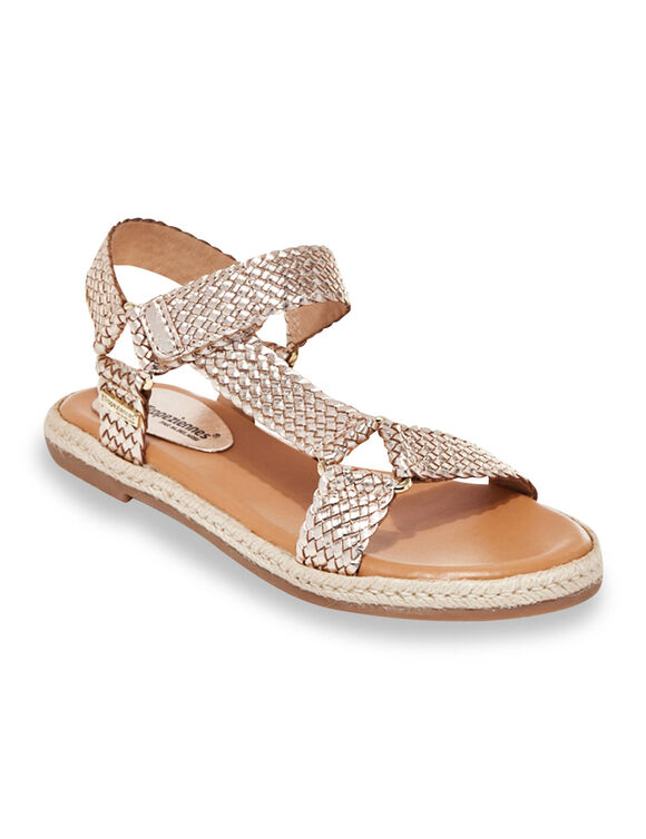 Platte sandalen in gevlochten leer Hipsto (goudkleurig)
