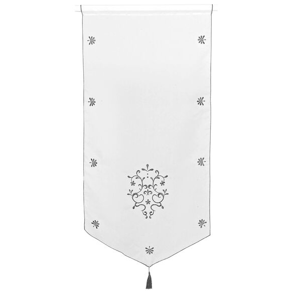 Vitrage pointe baroque brod&eacute; finition passe-tringle (gris)