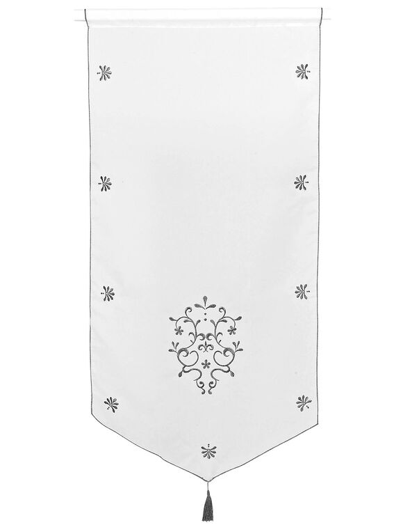 Vitrage pointe baroque brodé finition passe-tringle (gris)