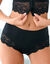 Gaineslip in glanstricot en kant (zwart)