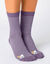 Chaussettes ray&eacute;es fantaisie &agrave; motifs animaux - lot de 3 (gris + bleu + mauve)