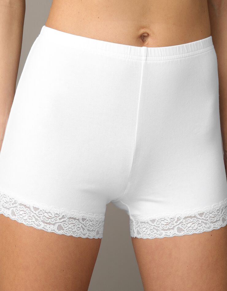 Boxer coton dentelle lot de 2, blanc Blancheporte